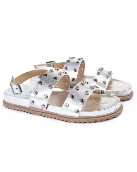 Sandalia Papete Sola Baixa Eloá Prata - Arietto