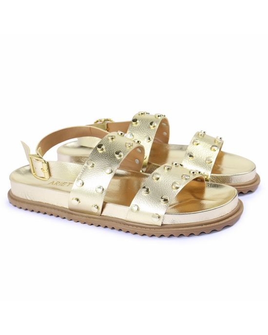 Sandalia Papete Sola Baixa Eloá Dourada - Arietto