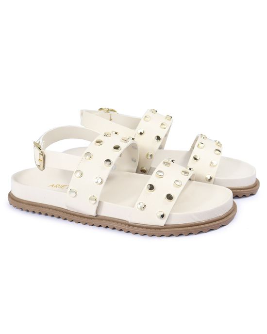 Sandalia Papete Sola Baixa Eloá Off White - Arietto