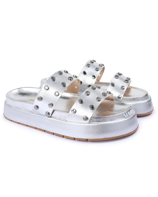 Sandalia Papete Sola Alta Olivia Prata - Arietto