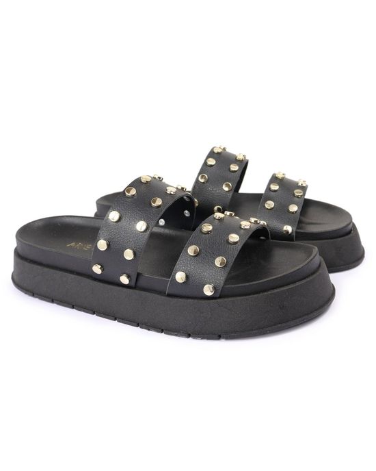 Sandalia Papete Sola Alta Olivia Preta - Arietto