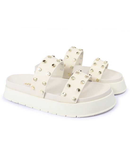 Sandalia Papete Sola Alta Olivia Off White - Arietto