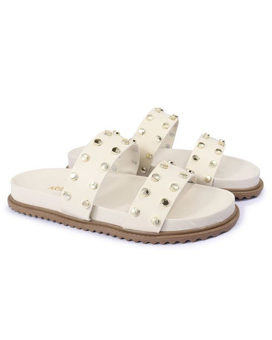 Sandalia Papete Sola Baixa Olivia Off White - Arietto