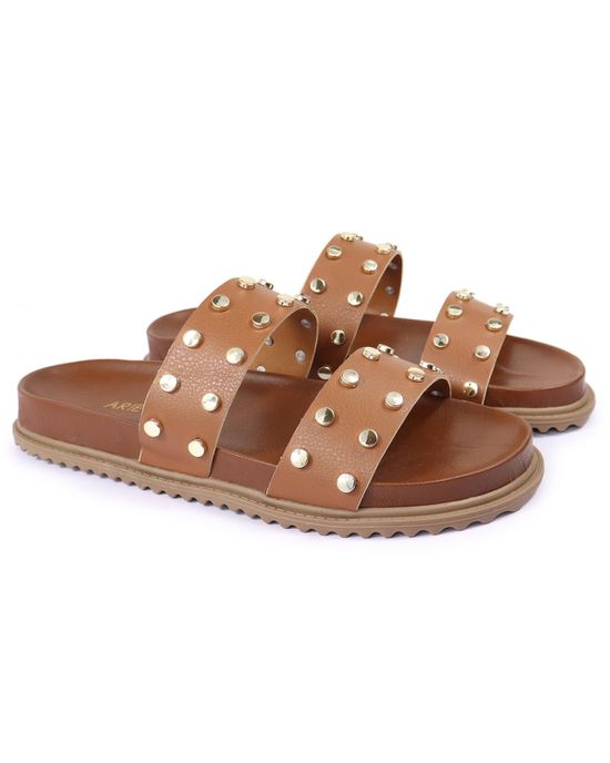 Sandalia Papete Sola Baixa Olivia Caramelo - Arietto