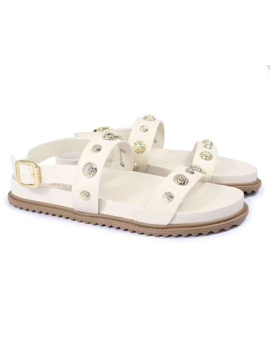 Sandalia Papete Sola Baixa Milene Off White - Arietto