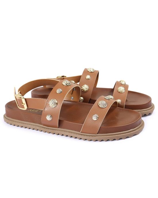 Sandalia Papete Sola Baixa Milene Caramelo - Arietto