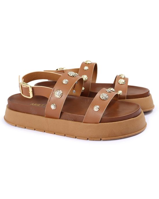 Sandalia Papete Sola Alta Milene Caramelo - Arietto