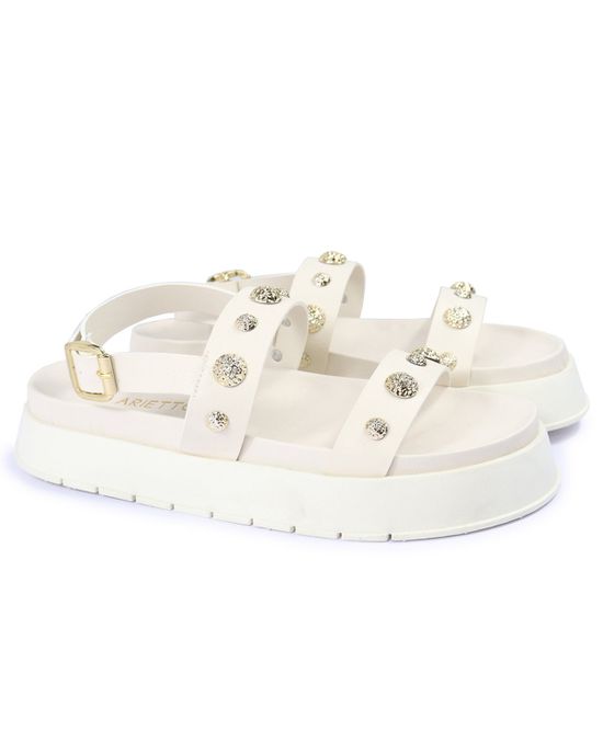 Sandalia Papete Sola Alta Milene Off White - Arietto