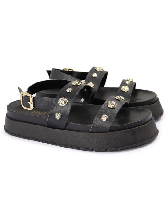 Sandalia Papete Sola Alta Milene Preta - Arietto