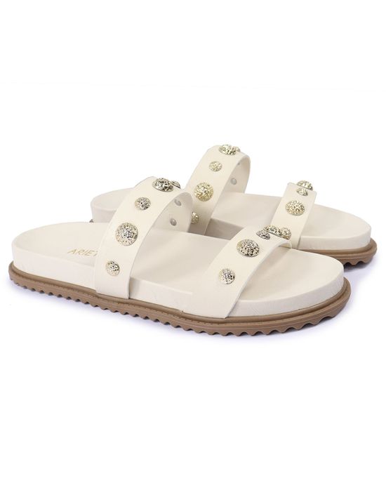 Sandalia Papete Sola Baixa Melina Off White - Arietto