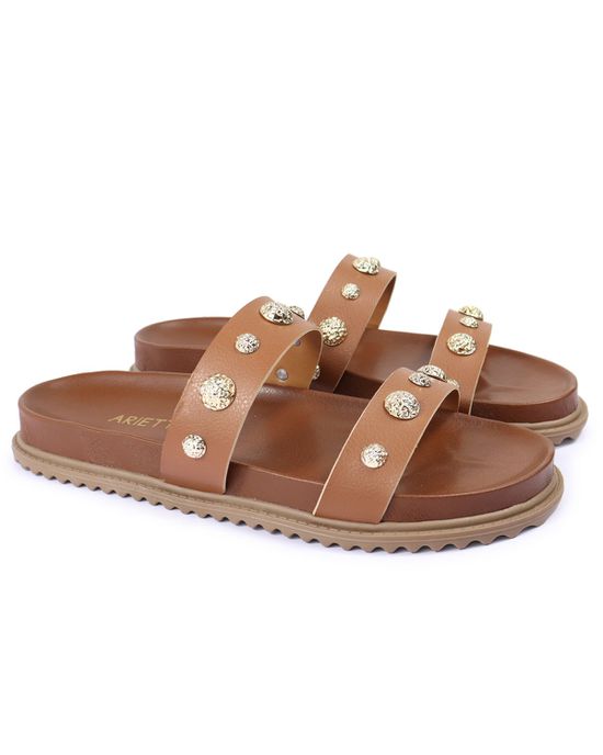 Sandalia Papete Sola Baixa Melina Caramelo - Arietto