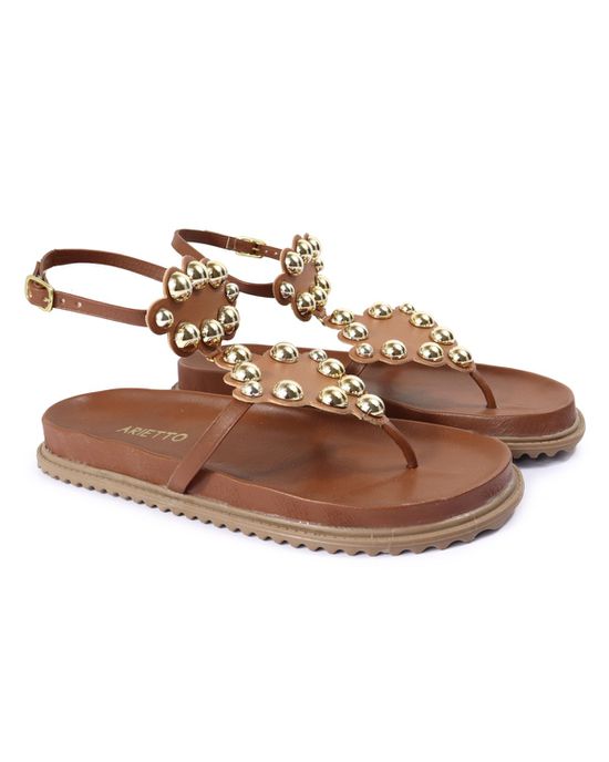Sandalia Papete Sola Baixa Sara Caramelo - Arietto