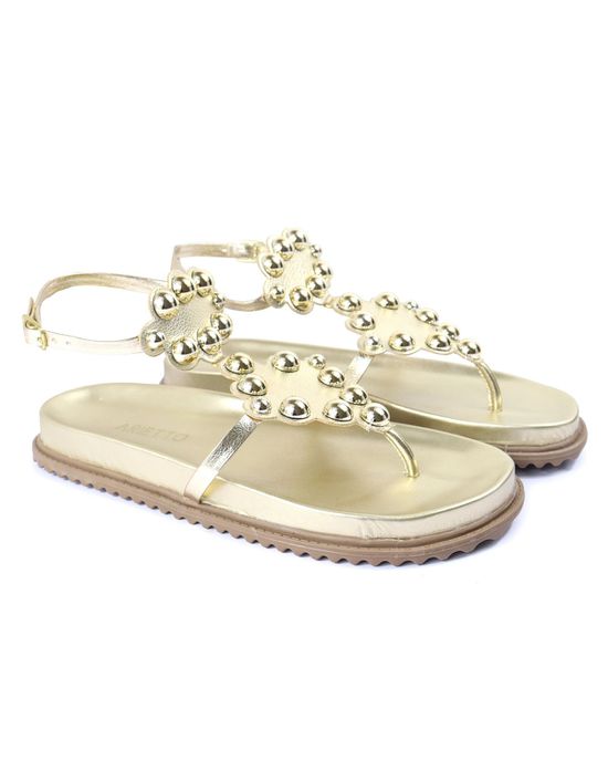 Sandalia Papete Sola Baixa Sara Dourada - Arietto