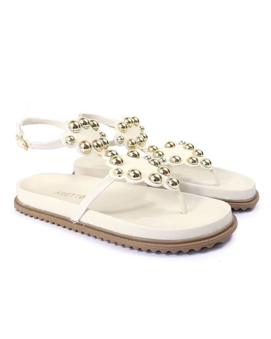 Sandalia Papete Sola Baixa Sara Off White - Arietto