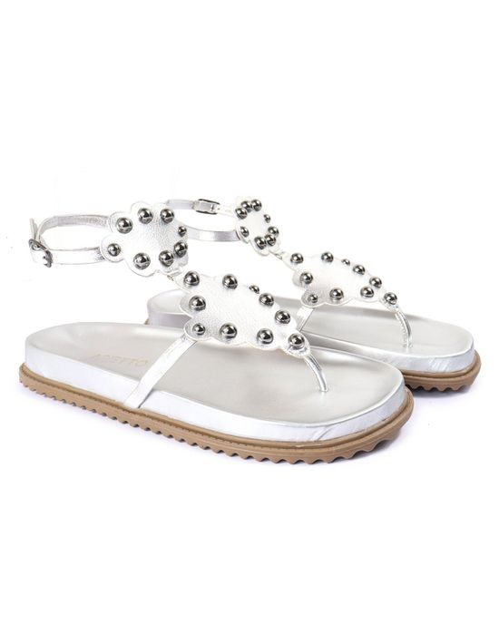 Sandalia Papete Sola Baixa Sara Prata - Arietto