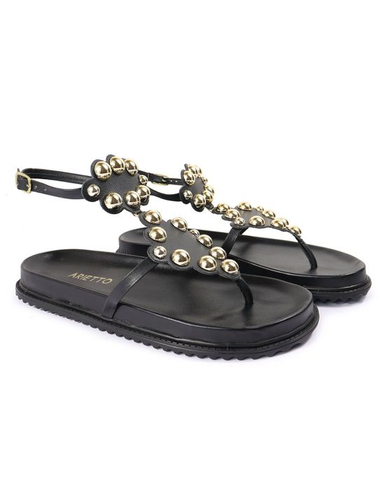 Sandalia Papete Sola Baixa Sara Preta - Arietto