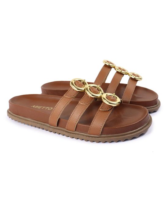 Sandalia Papete Sola Baixa Luci Caramelo - Arietto