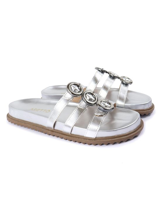 Sandalia Papete Sola Baixa Luci Prata - Arietto