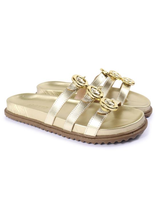 Sandalia Papete Sola Baixa Luci Dourada - Arietto