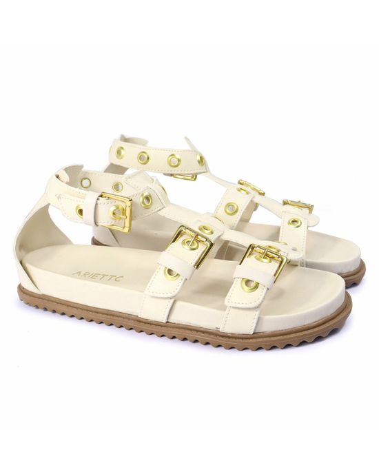 Sandalia Papete Sola Baixa Lila Off White - Arietto