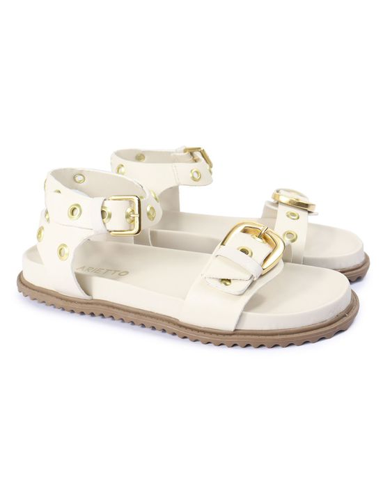 Sandalia Papete Sola Baixa Tina Off White - Arietto