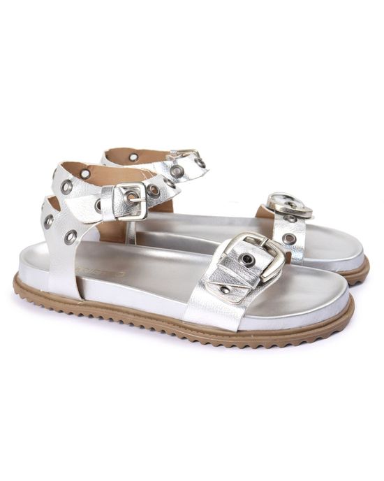 Sandalia Papete Sola Baixa Tina Prata - Arietto