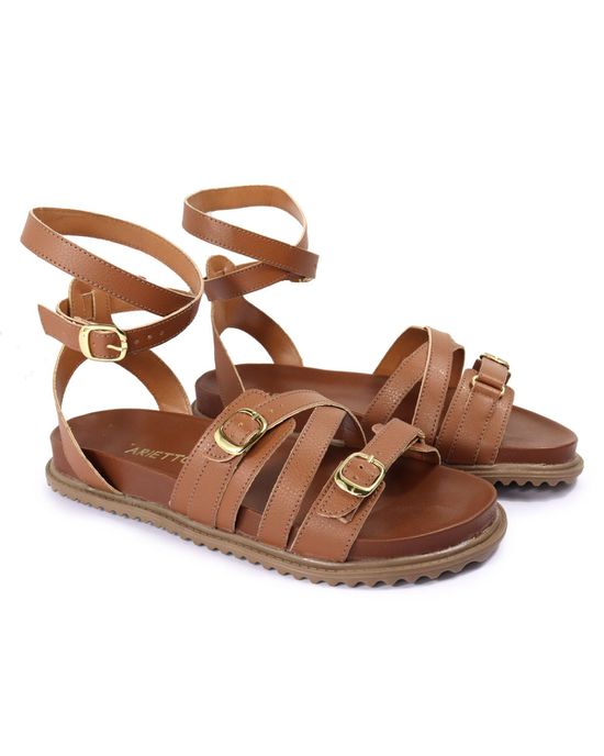 Sandalia Papete Sola Baixa Bruna Caramelo - Arietto