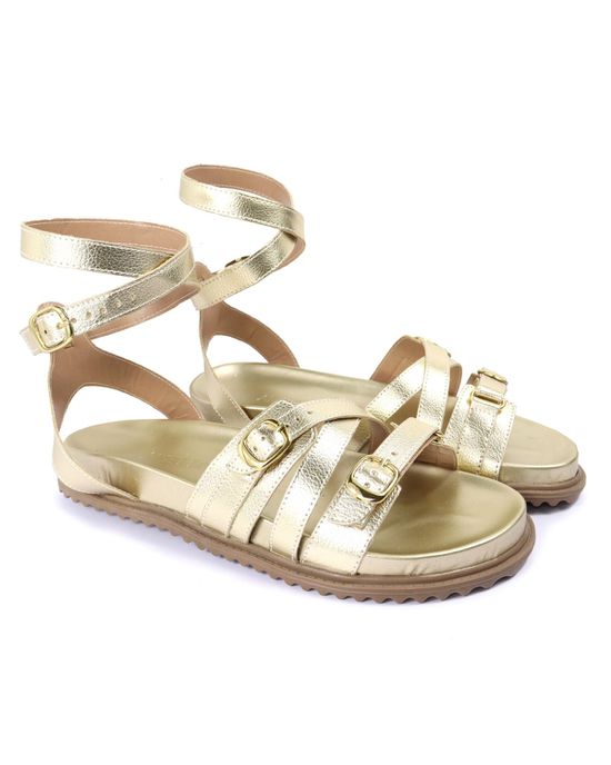 Sandalia Papete Sola Baixa Bruna Dourada - Arietto