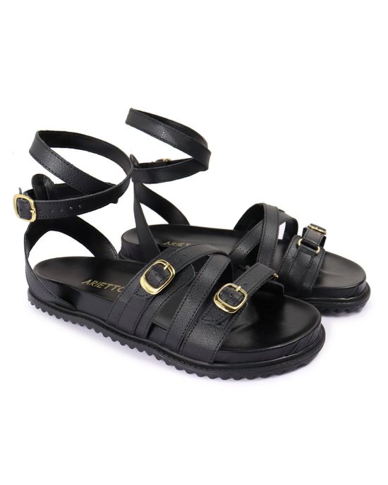 Sandalia Papete Sola Baixa Bruna Preto - Arietto