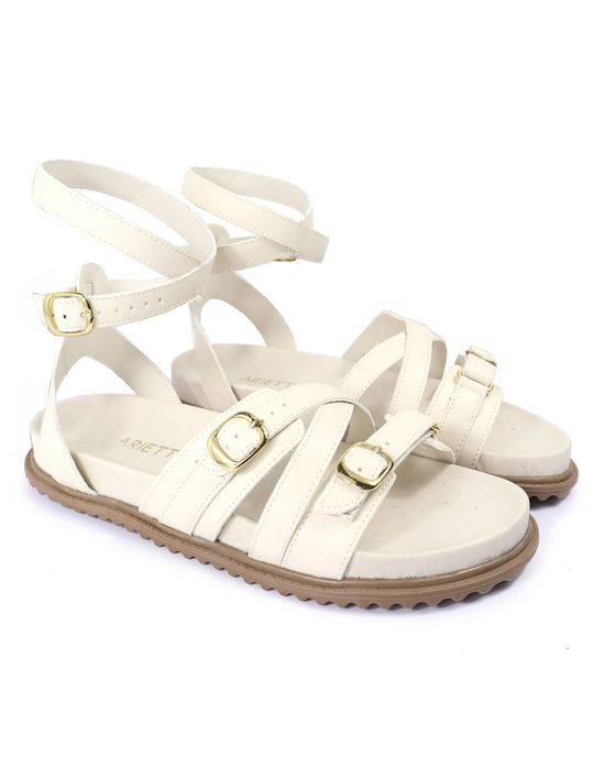 Sandalia Papete Sola Baixa Bruna Off White - Arietto