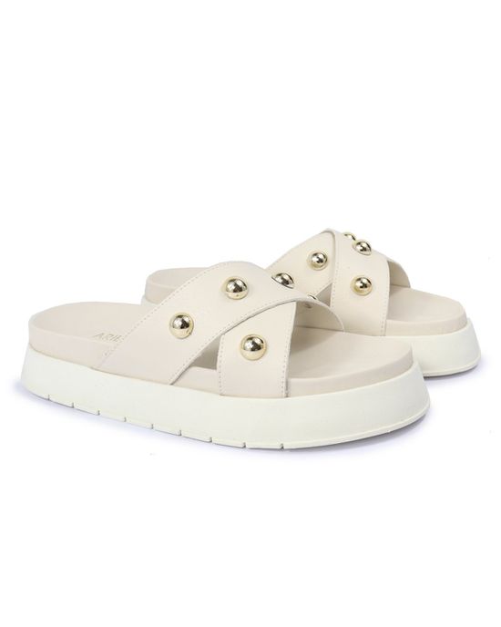 Sandalia Papete Sola Alta Katia Off White - Arietto