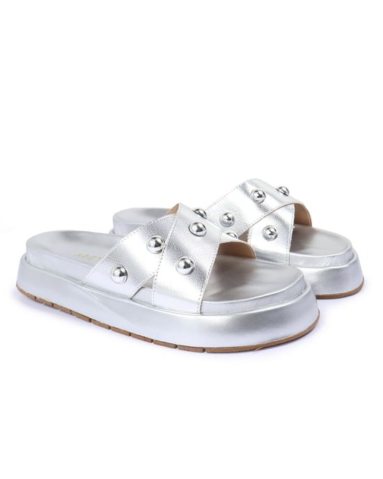 Sandalia Papete Sola Alta Katia Prata - Arietto