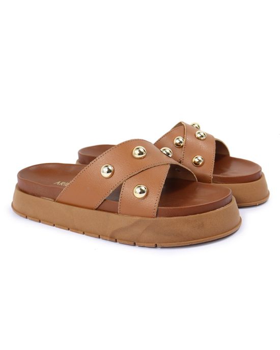 Sandalia Papete Sola Alta Katia Caramelo - Arietto