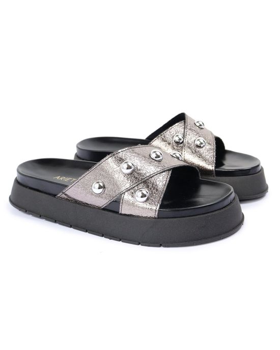 Sandalia Papete Sola Alta Katia Prata Velho - Arietto