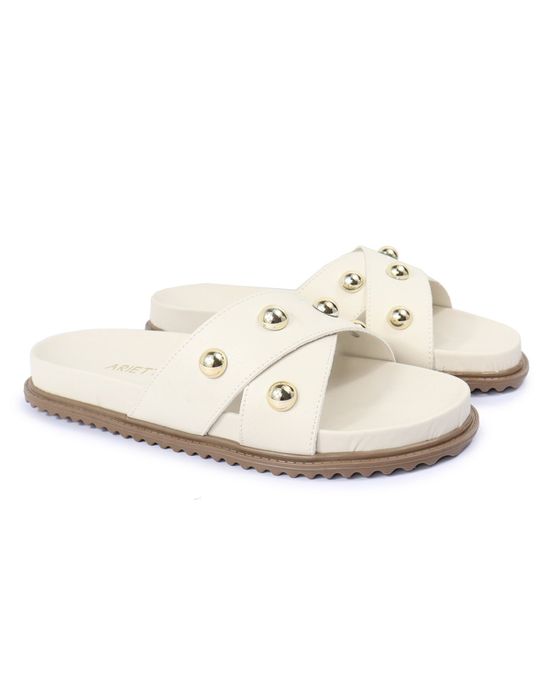 Sandalia Papete Sola Baixa Katia Off White - Arietto