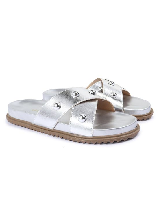 Sandalia Papete Sola Baixa Katia Prata - Arietto