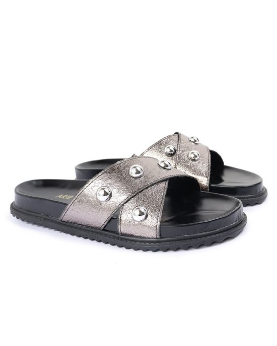 Sandalia Papete Sola Baixa Katia Prata Velho - Arietto