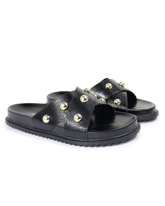 Sandalia Papete Sola Baixa Katia Preto Verniz - Arietto