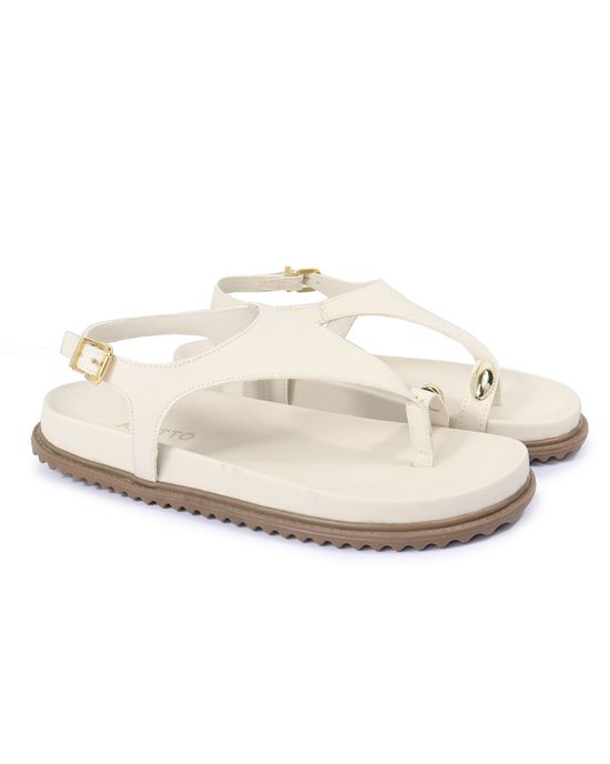 Sandalia Papete Sola Baixa Thais Off White - Arietto