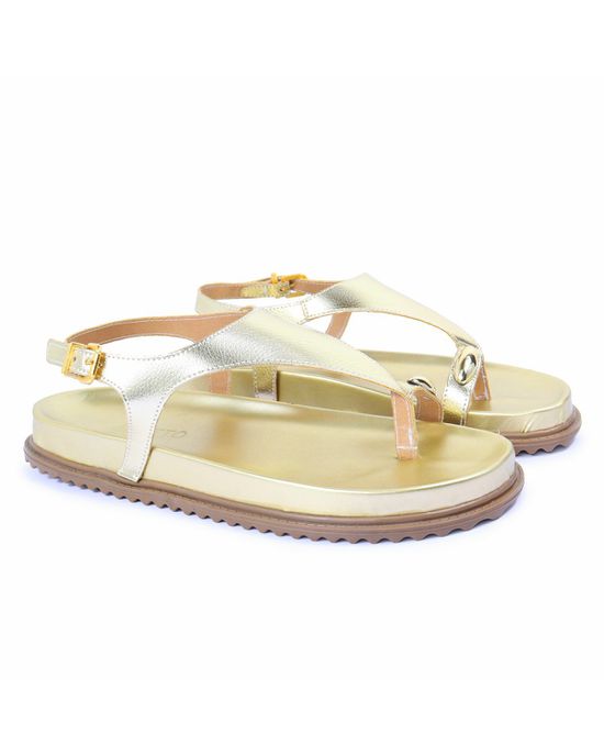 Sandalia Papete Sola Baixa Thais Dourada - Arietto