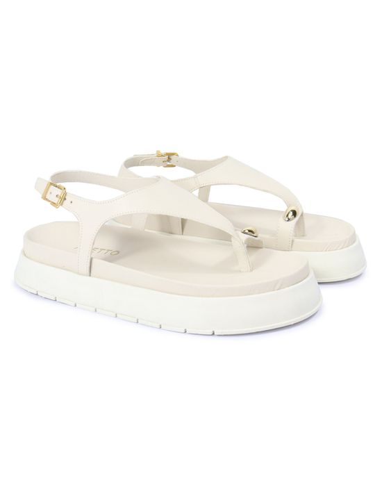 Sandalia Papete Sola Alta Thais Off White - Arietto