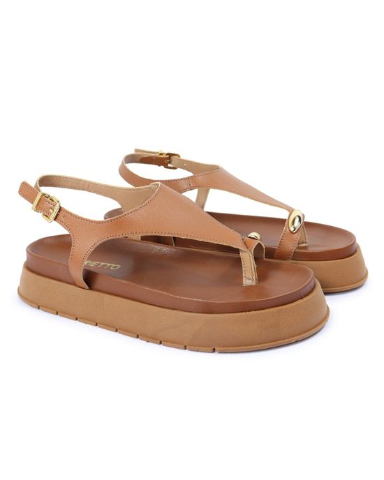 Sandalia Papete Sola Alta Thais Caramelo - Arietto