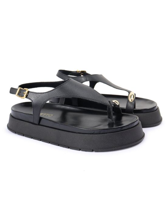 Sandalia Papete Sola Alta Thais Preto - Arietto