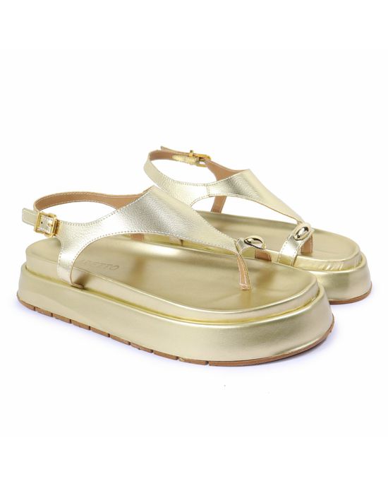 Sandalia Papete Sola Alta Thais Dourada - Arietto