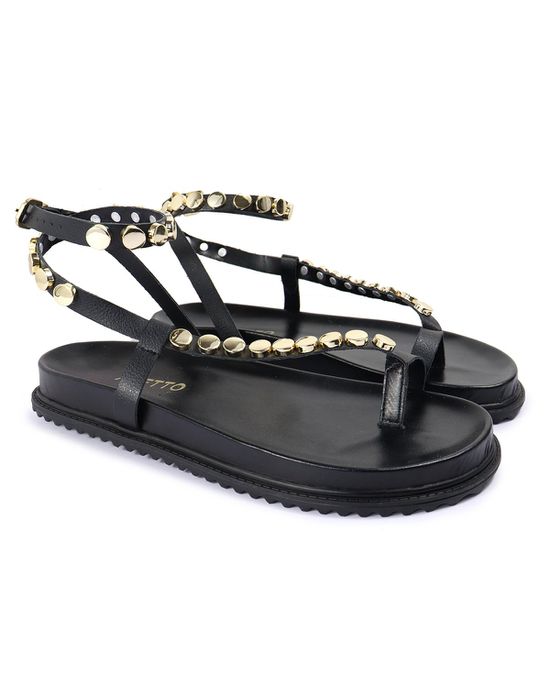 Sandalia Papete Sola Baixa Rebeca Preto - Arietto