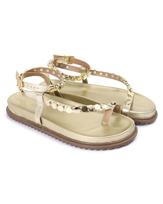Sandalia Papete Sola Baixa Rebeca Dourada - Arietto