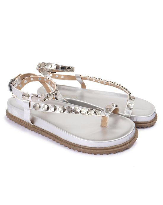 Sandalia Papete Sola Baixa Rebeca Prata - Arietto