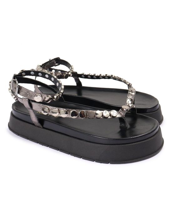 Sandalia Papete Sola Alta Rebeca Prata Velho - Arietto