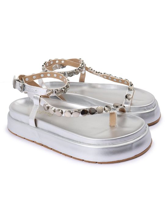 Sandalia Papete Sola Alta Rebeca Prata - Arietto