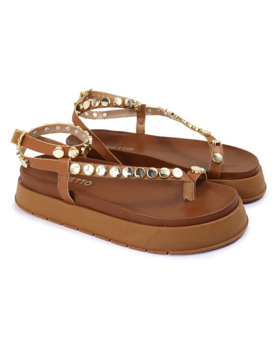 Sandalia Papete Sola Alta Rebeca Caramelo - Arietto